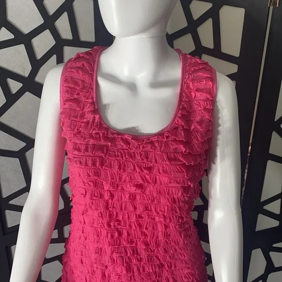 Hot Pink Ruched Sleeveless Tank Top - Picture 2 of 3